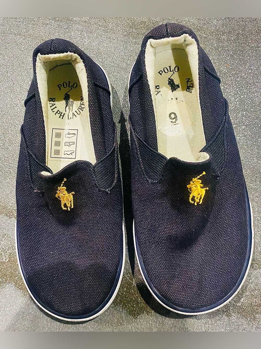 Polo Ralph Lauren Kids Navy Canvas Slip-On Sneaker Sz 9